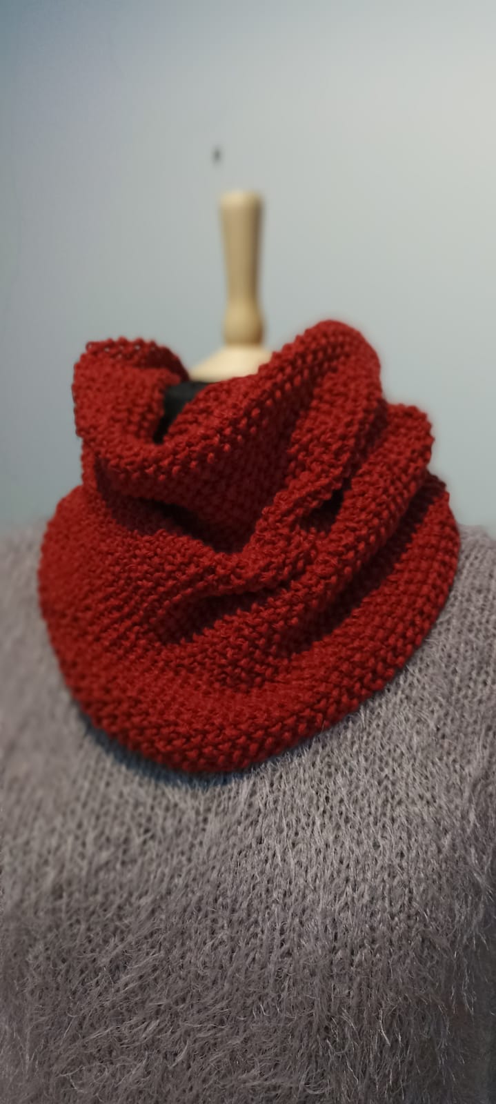 Head/Neck Scarf | Red Winter (Handmade, Made in Italy)