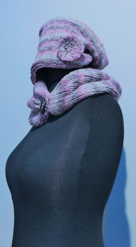 Head/Neck Scarf + Beanie | Pinkgray (Handmade, Made in Italy)