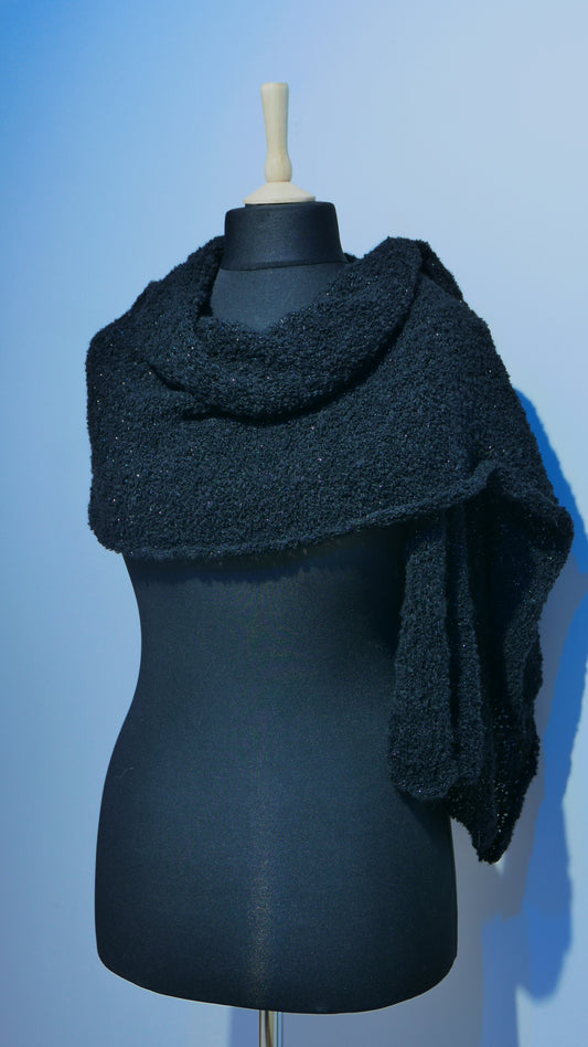 Shawl/Scarf | Sparkling Black Elegance (Handmade, Made in Italy)