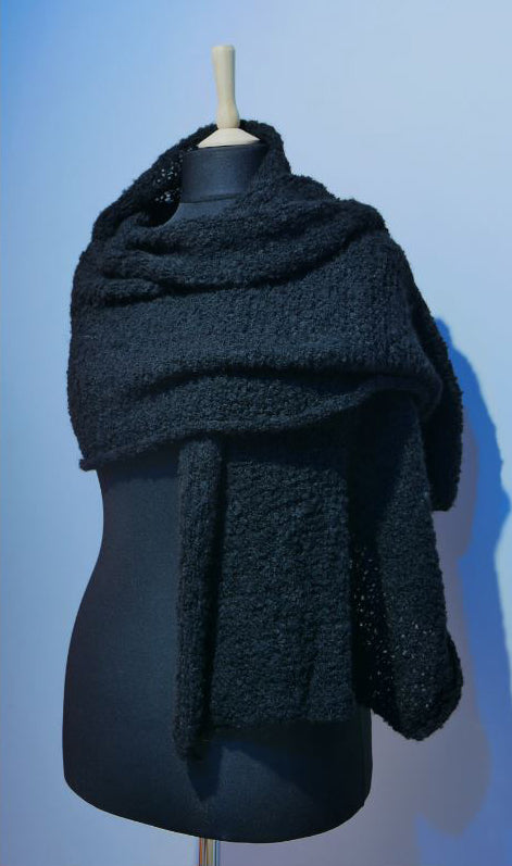 Shawl/Scarf | Matt Black Elegance (Handmade, Made in Italy)